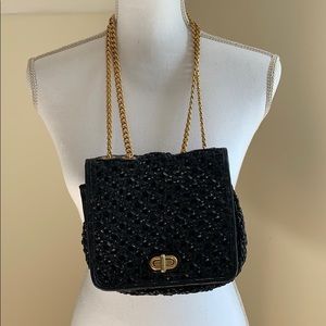 Rebecca Minkoff Black Woven-Leather Purse